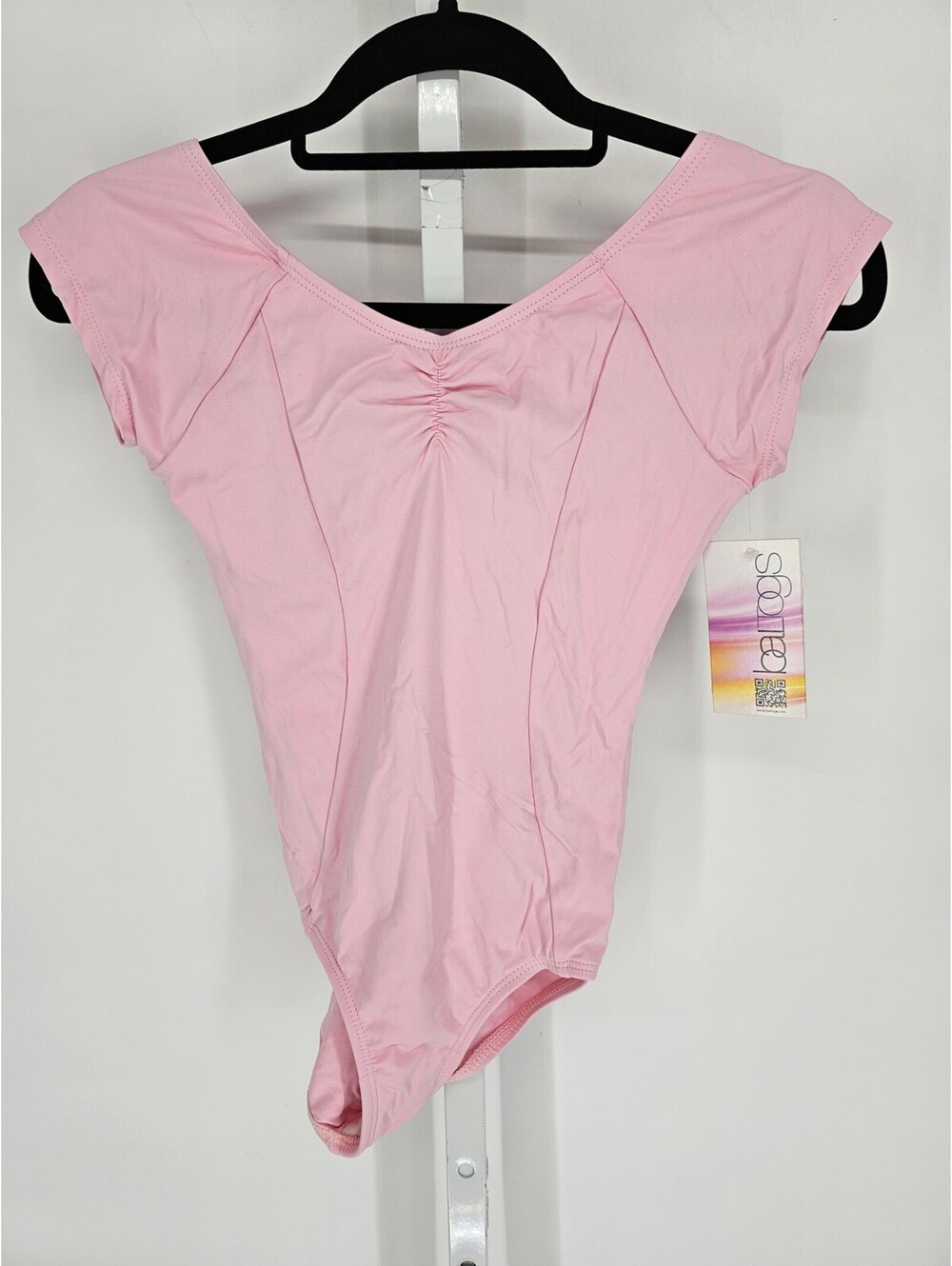 Baltogs Girls Sz XL Raglan Cap Sleeve Dance Ballet Leotard Light Pink NEW